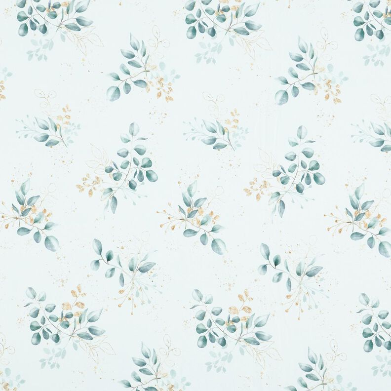 Jersey coton Eucalyptus | Glitzerpüppi – blanc/bleu pigeon,  image number 1