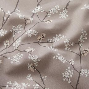 Tissu de décoration Semi-panama Rameaux en fleur – taupe, 