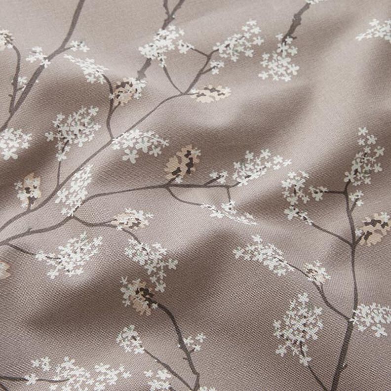 Tissu de décoration Semi-panama Rameaux en fleur – taupe, image number 2
