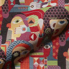 Tissu déco Gobelin Visages abstraits – noir, 