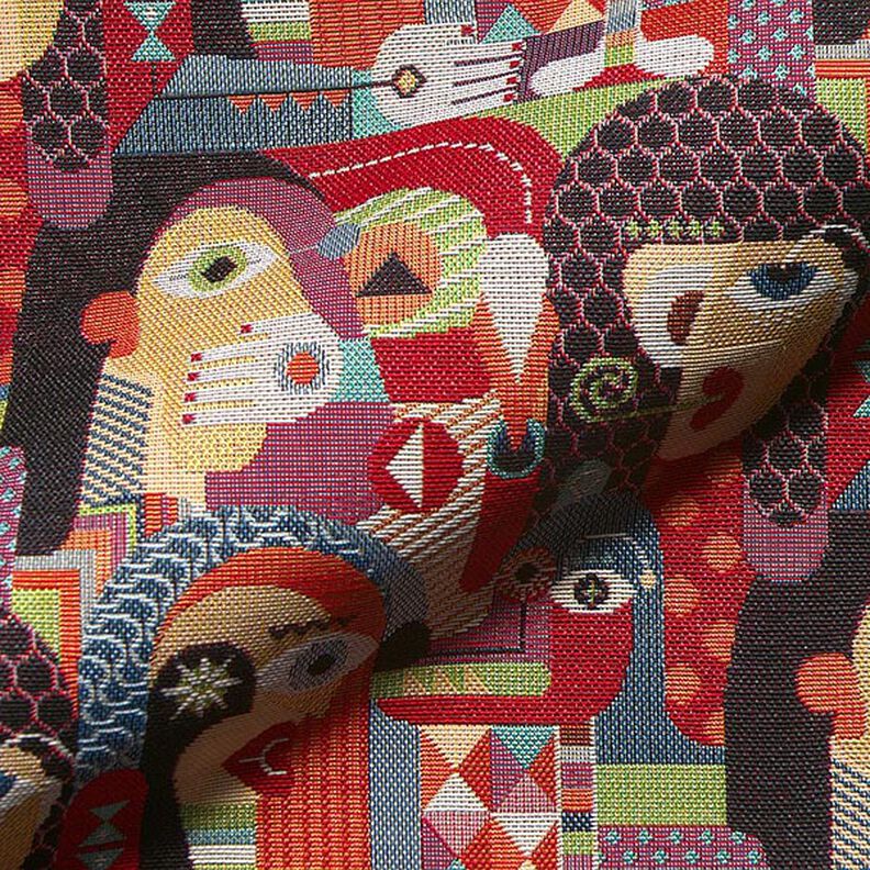 Tissu déco Gobelin Visages abstraits – noir,  image number 2