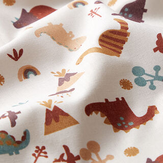 Tissu en coton Cretonne dinosaures – écru/marron, 