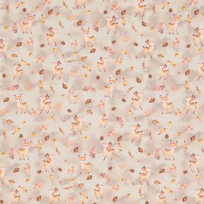 Jersey coton Cerf heureux dans les feuilles d'automne Impression numérique  – nature, 