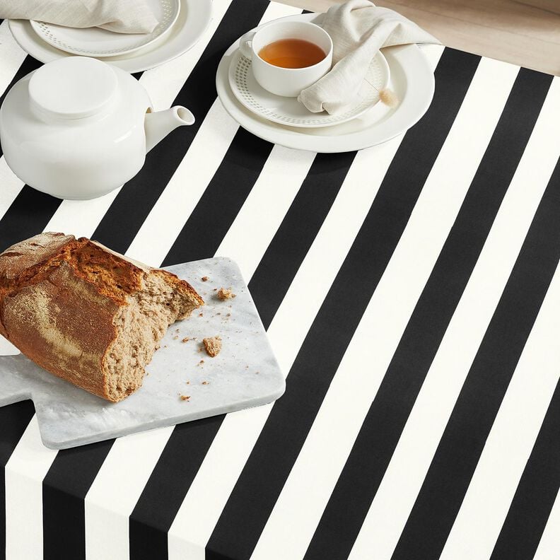 Tissu de décoration Canvas Rayures joyeuses – noir/blanc,  image number 7
