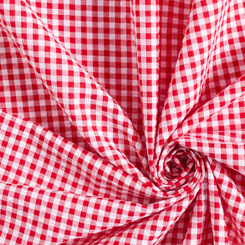 Seersucker Mélange coton à carreaux Vichy – rouge,  image number 3