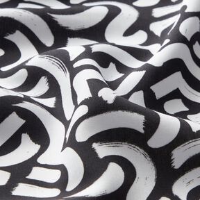 Tissu viscose Lignes ondulées abstraites – noir/blanc, 