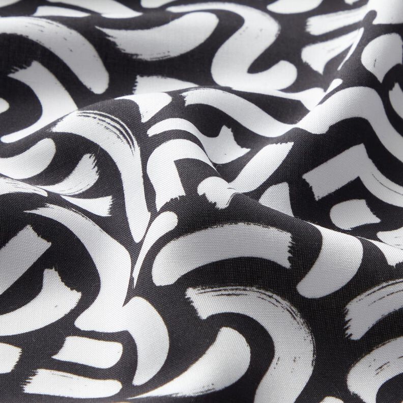 Tissu viscose Lignes ondulées abstraites – noir/blanc,  image number 2