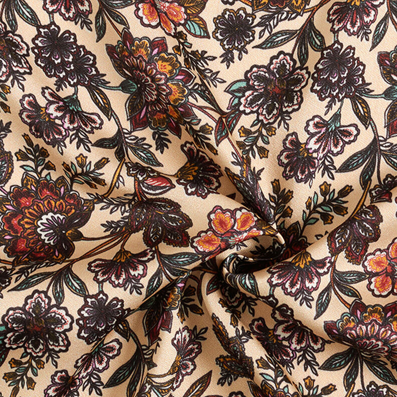 Satin de viscose Fleurs Paisley – noix de cajou, image number 3
