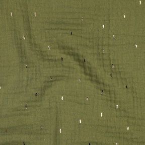 Tissu double gaze de coton Rechteck Imprimé feuille | Poppy Fabrics – pin/or métallisé, 