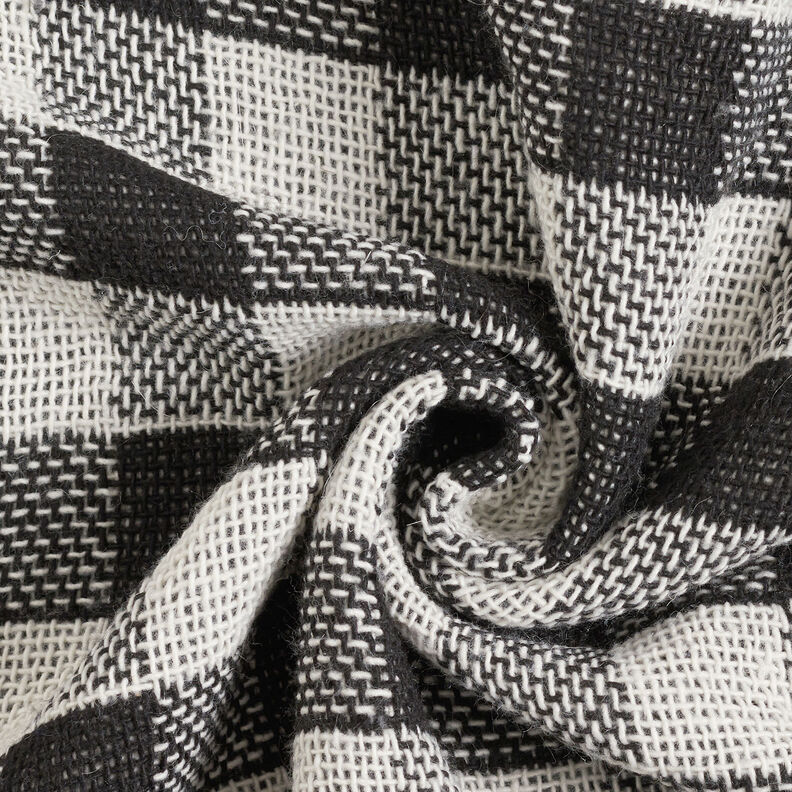 Tissu pour manteau à double carreaux – noir/blanc, image number 4