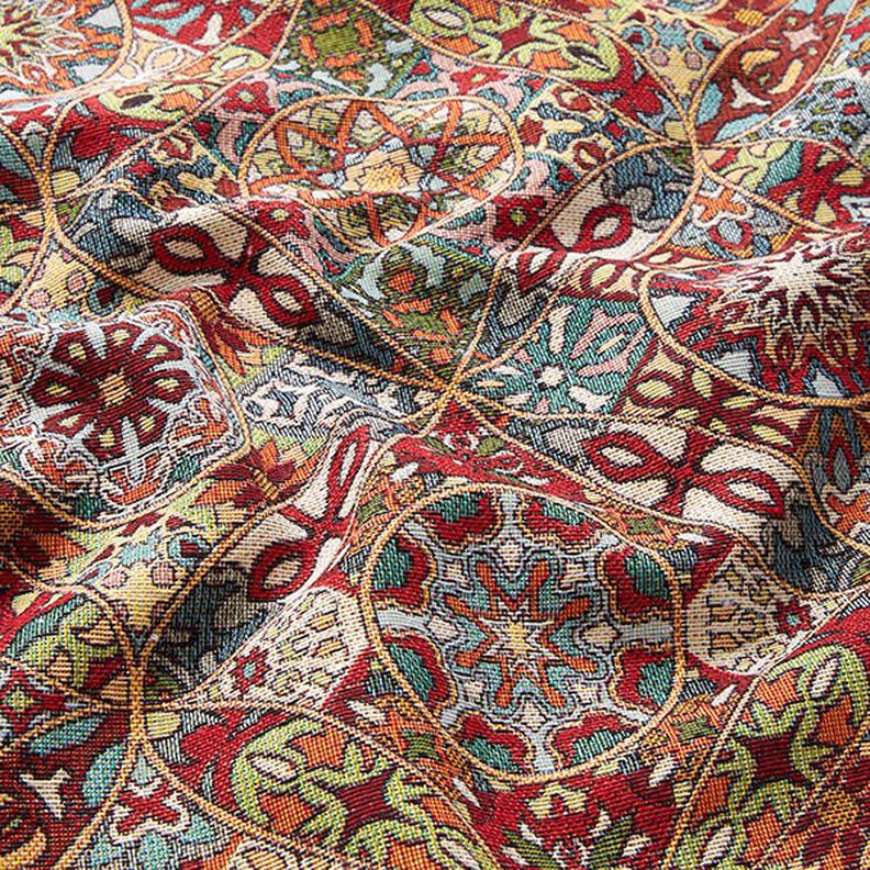Tissu de décoration Gobelin Décorations entrelacées – beige clair/carmin,  image number 2