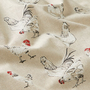 Tissu de décoration Semi-panama Poules – nature,  Tissu de décoration Semi-panama Poules – nature,