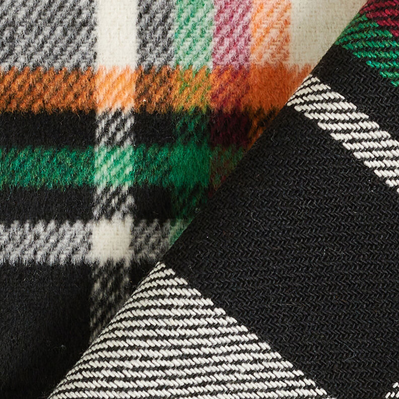 Tissu pour manteau Carreaux colorés – noir/blanc,  image number 4