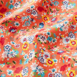 Coton enduit Jolies petites fleurs – corail, 