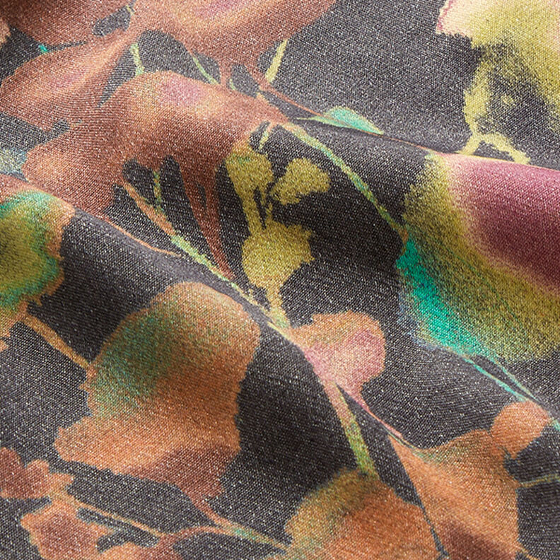 Viscose mélangé Fleurs en aquarelle – bleu noir, image number 2