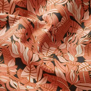 Tissu en coton Cretonne feuilles tropicales – noir/terre cuite, 