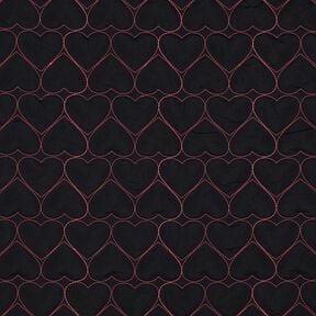Tissu matelassé Cœurs en néon | Poppy Fabrics – noir/rose néon, 