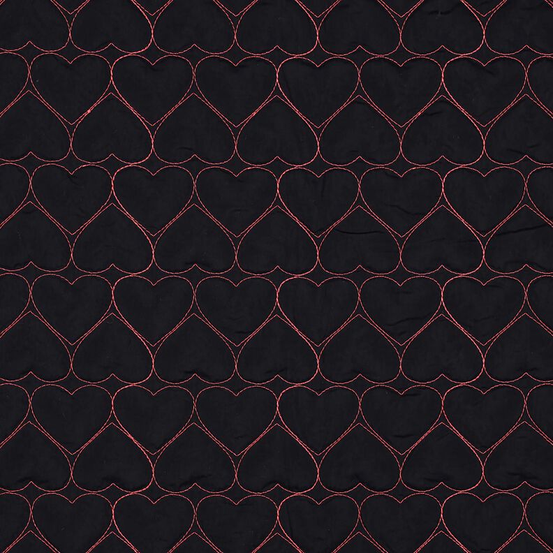 Tissu matelassé Cœurs en néon | Poppy Fabrics – noir/rose néon, image number 1