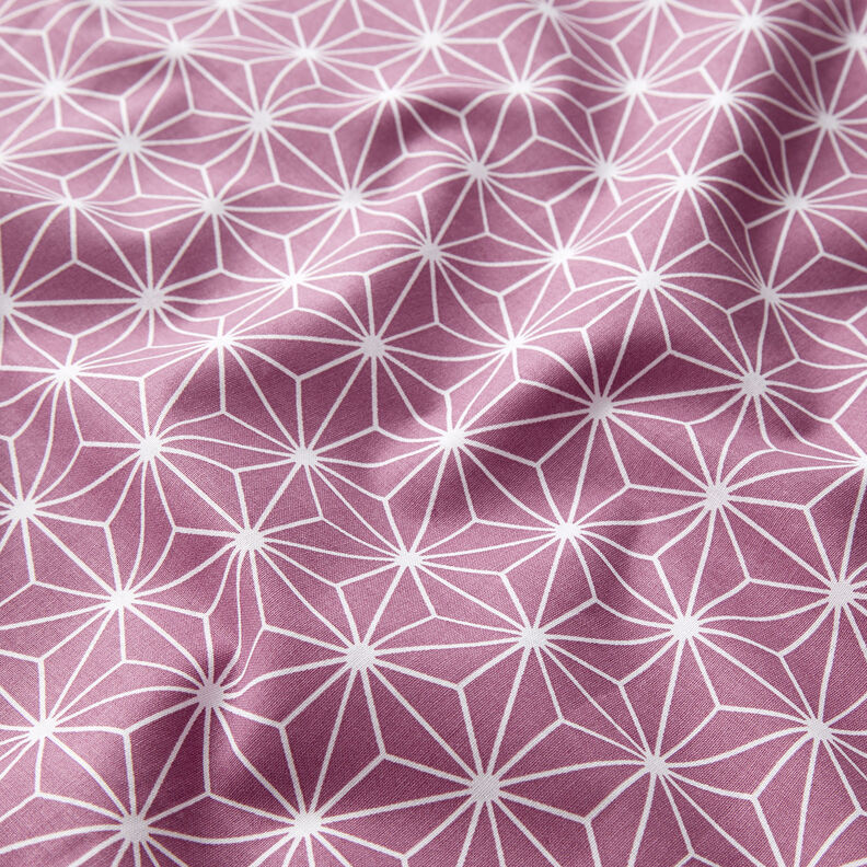 Tissu en coton Cretonne Étoiles japonaises Asanoha – raisin,  image number 2