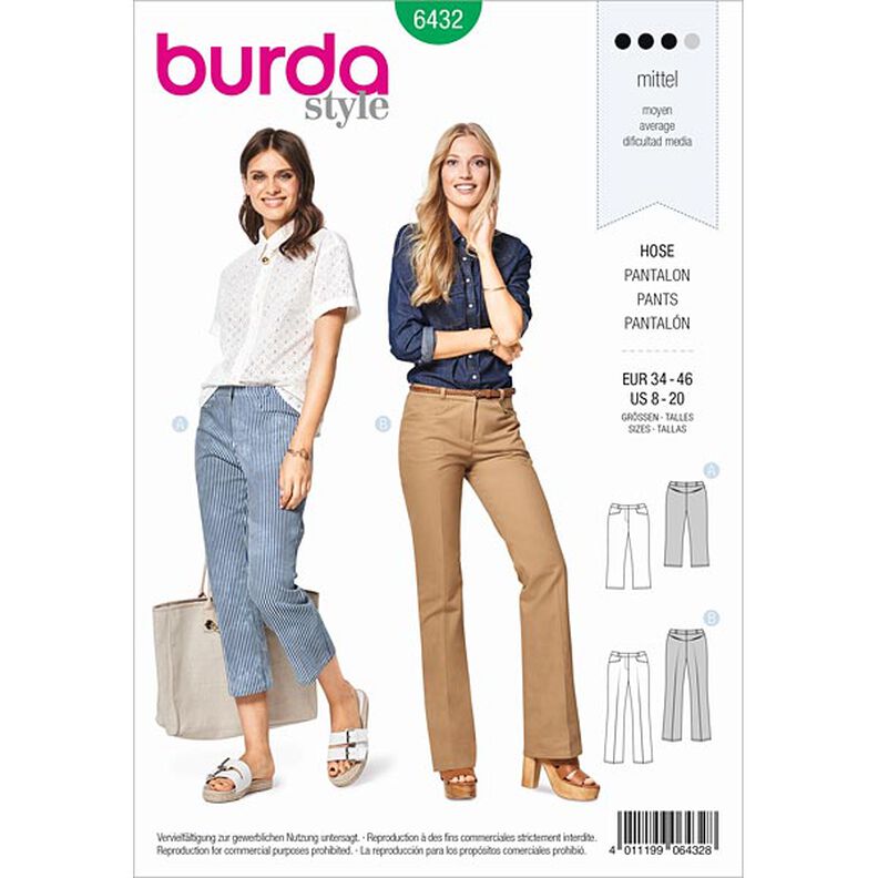 Pantalon | Pantalon 7/8, Burda 6432 | 34 - 46, image number 1