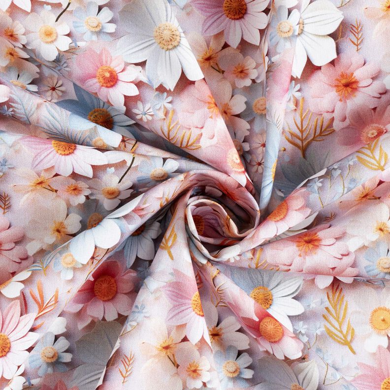Popeline coton Fleurs en papier Impression numérique – vieux rose clair,  image number 3