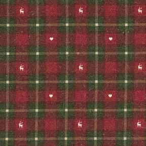 Tissu de décoration Semi-panama Tissu à carreaux avec cœurs – rouge foncé/pin foncé,  Tissu de décoration Semi-panama Tissu à carreaux avec cœurs – rouge foncé/pin foncé,