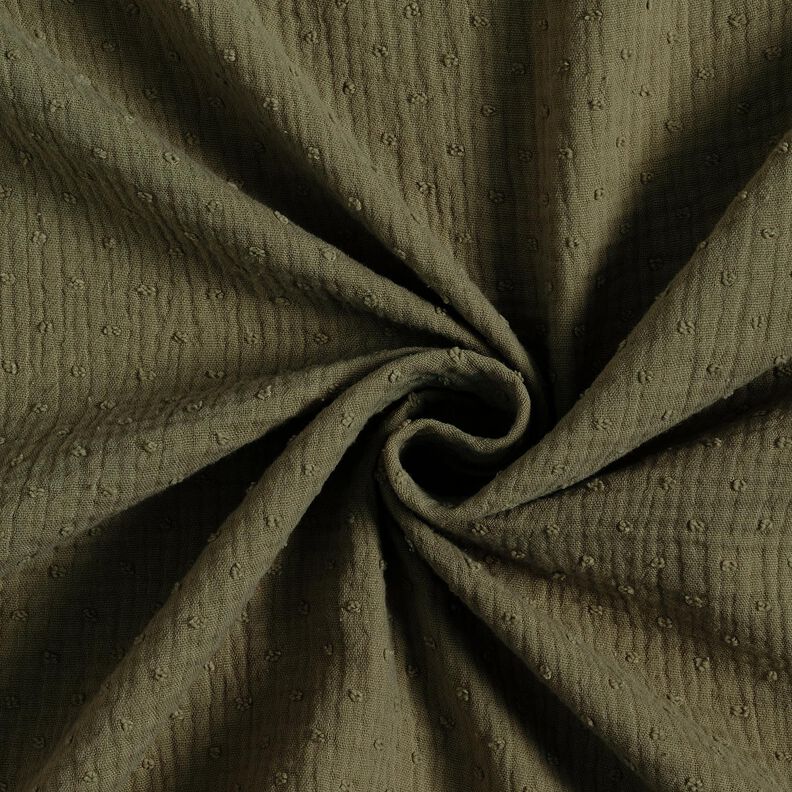 Tissu double gaze de coton dobby – kaki,  image number 3