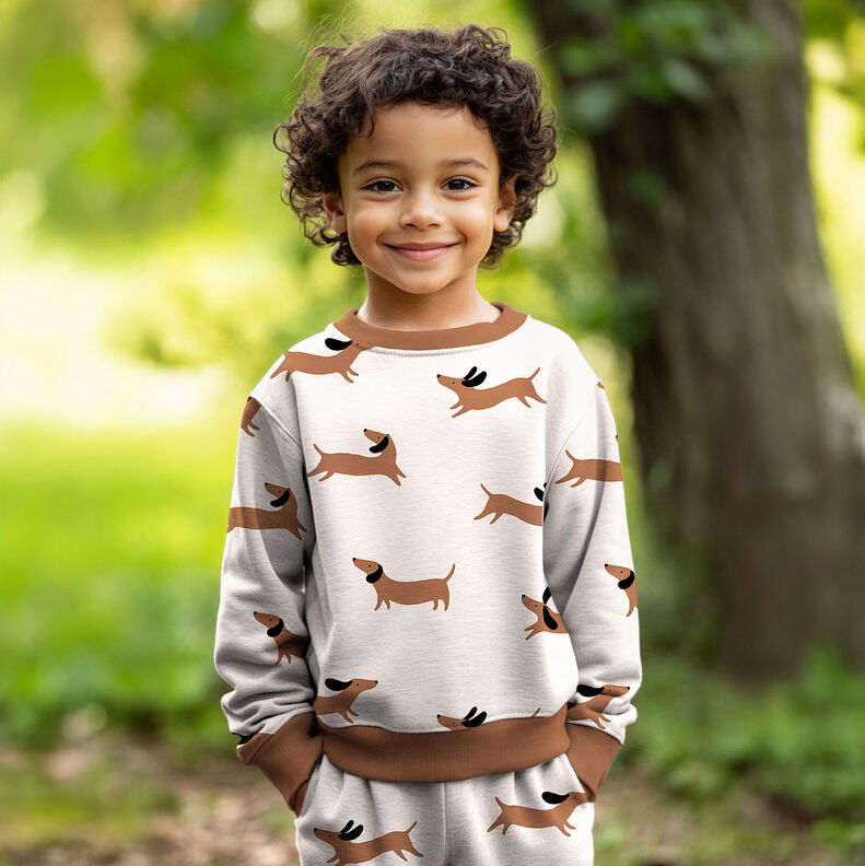 Sweatshirt gratté joyeux teckels | Poppy Fabrics – ivoire,  image number 5