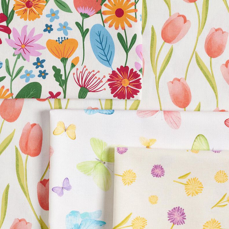 Tissu de décoration Semi-panama Tulipes – ivoire/homard, image number 5