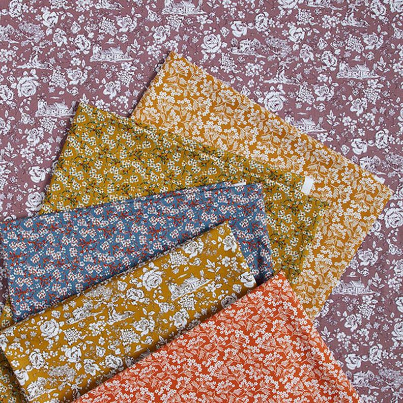 Tissu en coton Cretonne petites ombelles – terre cuite,  image number 5