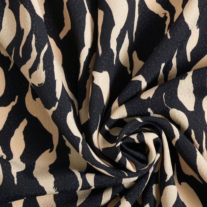 Tissu viscose Motif zébré abstrait – noir/beige clair,  image number 3