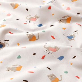 Popeline coton Chats et confettis – ivoire/taupe clair, 