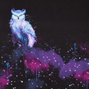 Jersey coton Papillon nocturne Panel | Glitzerpüppi – noir/raisin, 