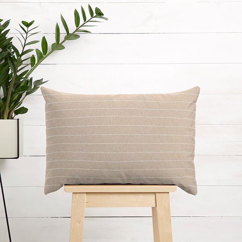 Tissu de décoration Canvas larges rayures recyclé – beige foncé,  image number 7