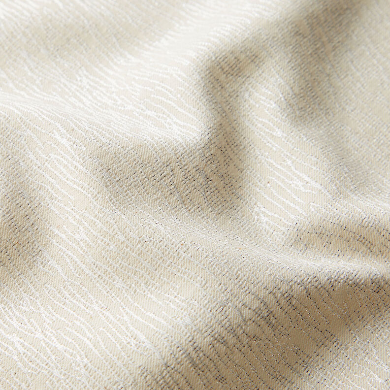 Jacquard pour vêtements Lignes serpentines scintillantes – blanc/argent,  image number 2