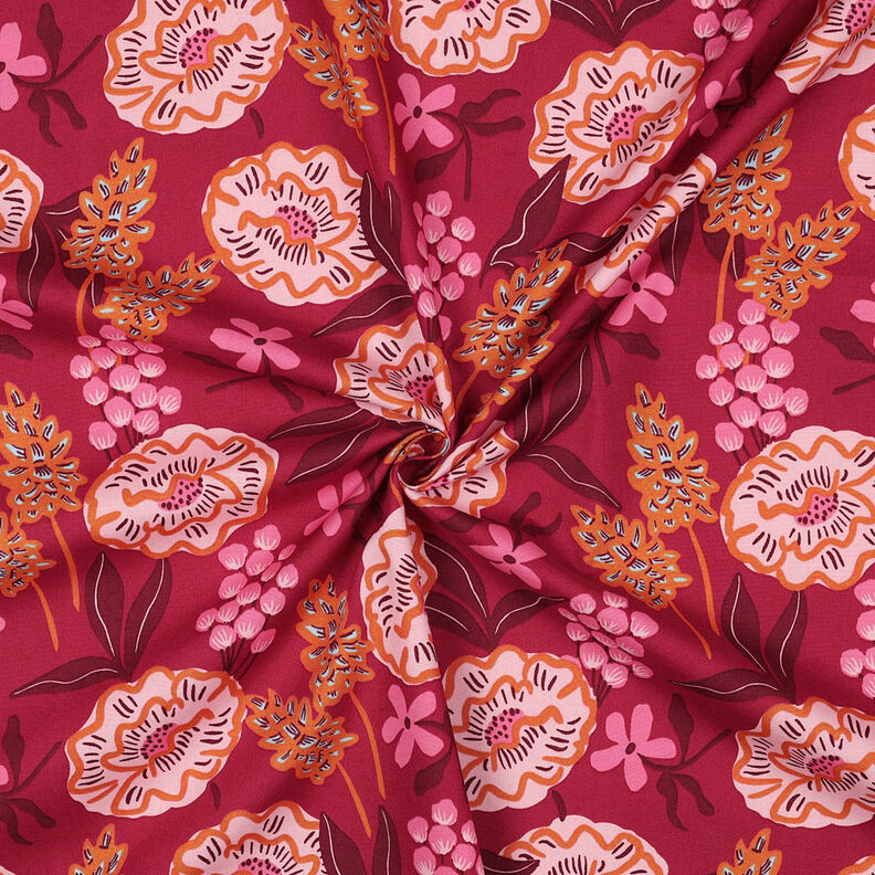 Popeline coton Fresh Flowers | Nerida Hansen – rouge bordeaux,  image number 3