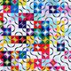 Tissu en polyester Lignes ondulées et carreaux multicolores,  thumbnail number 1