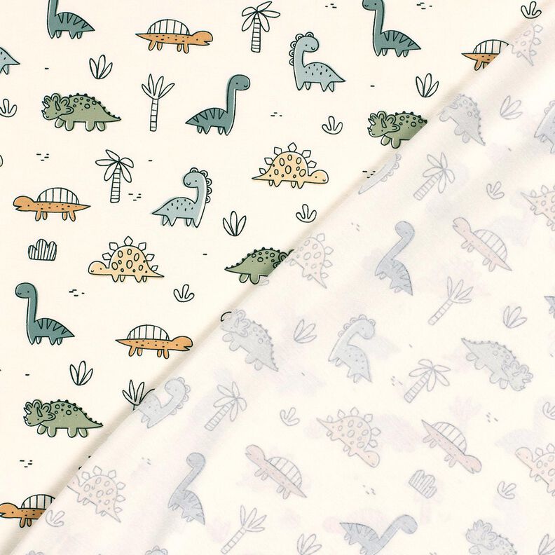 Jersey coton Dinosaures dans la jungle – écru,  image number 4