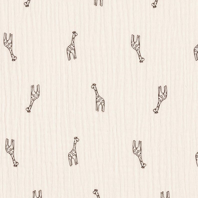 Tissu double gaze de coton Jolies girafes – blanc, image number 1