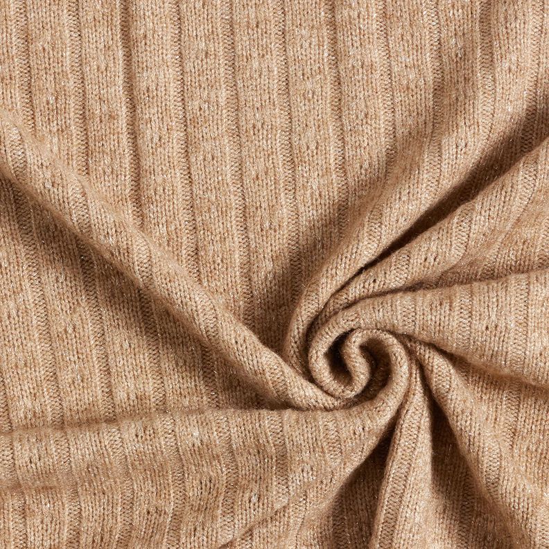 Tissu maille Tissu ajouré à rayures pailletées élégantes – marron clair,  image number 3