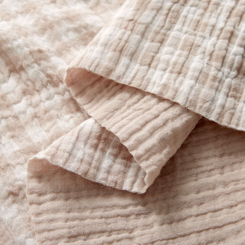 Tissu double gaze de coton Carreaux vichy à fil teinté – nature/blanc,  image number 2