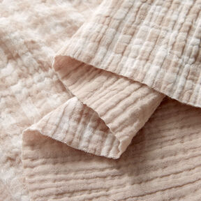 Tissu double gaze de coton Carreaux vichy à fil teinté – nature/blanc, 