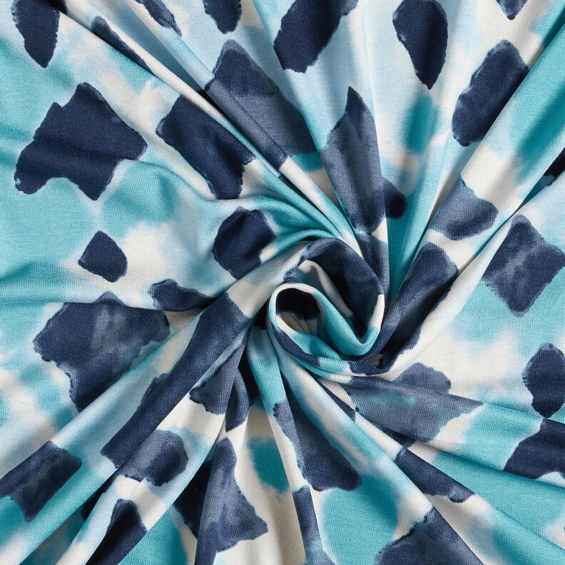 Jersey viscose Ikat-Muster – bleu ciel/bleu nuit,  image number 3