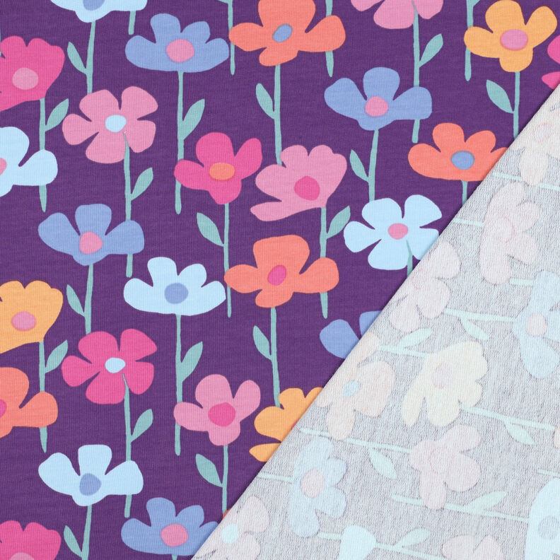 French Terry Sweat d’été Fleurs colorées | Poppy Fabrics – lilas rouge,  image number 4