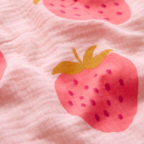 Tissu double gaze de coton Fraise géante | by Poppy rosé/rose vif, 