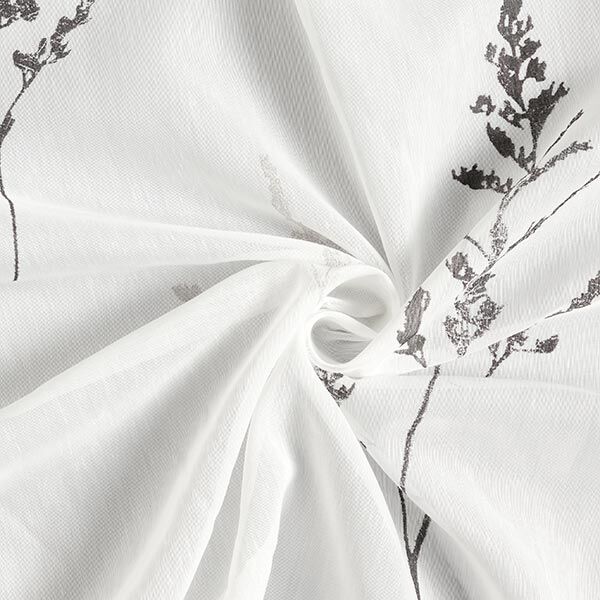 Tissu pour voilages Voile Herbes fines 295 cm – blanc/noir,  image number 3