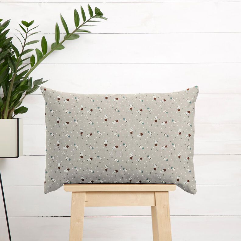 Tissu en coton Popeline Jolis bonhommes de neige – taupe clair, image number 7