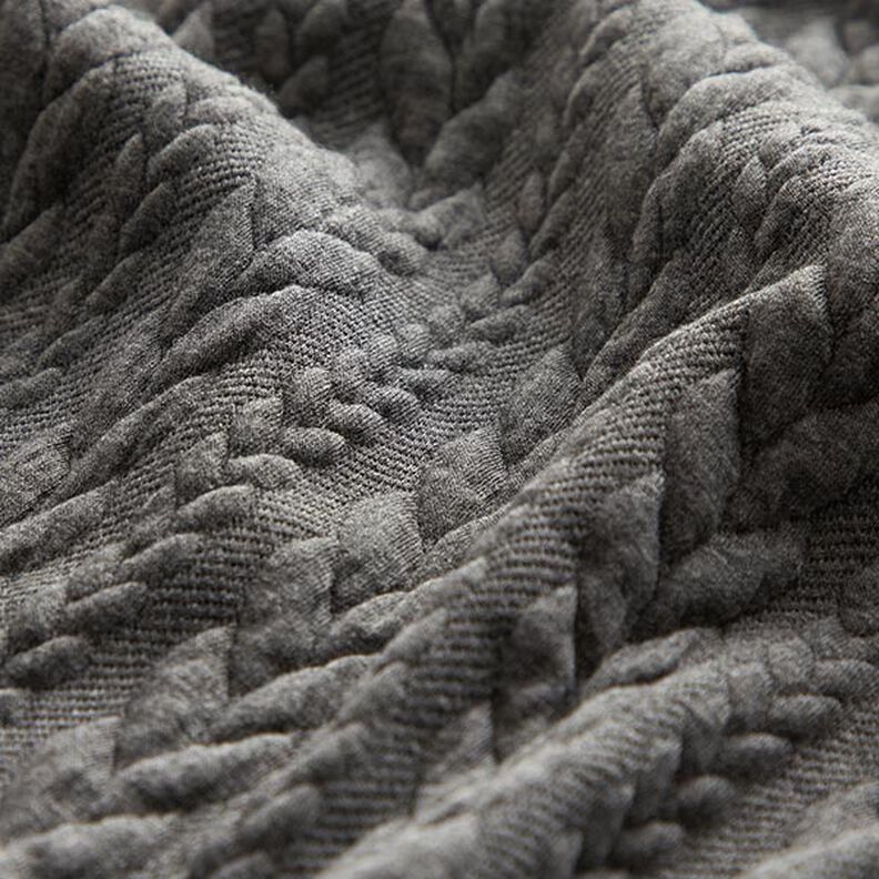 Jersey jacquard Cloqué Torsades – gris foncé,  image number 2