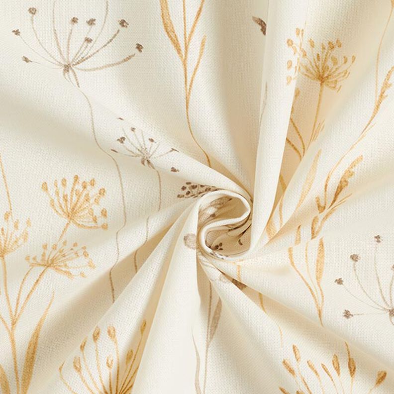Tissu de décoration Semi-panama Fleurs séchées – beige clair, image number 3