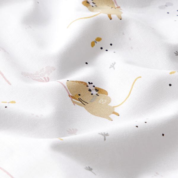 Popeline coton Souris et pissenlit – blanc – Échantillon,  image number 2